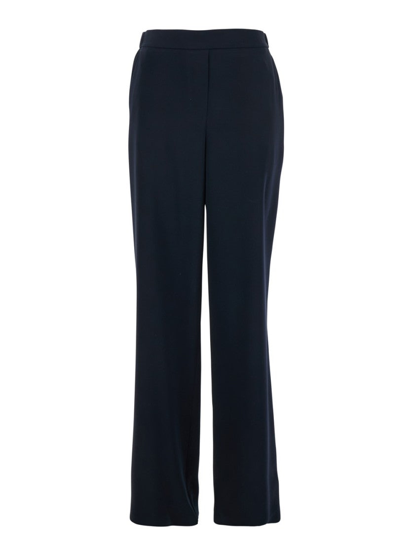 Plain Wide-Leg Blue Pants