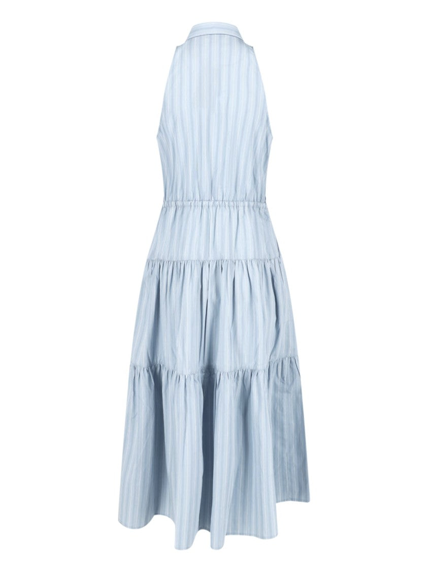 Polo Ralph Lauren Blue Tiered Sleeveless Striped Dress