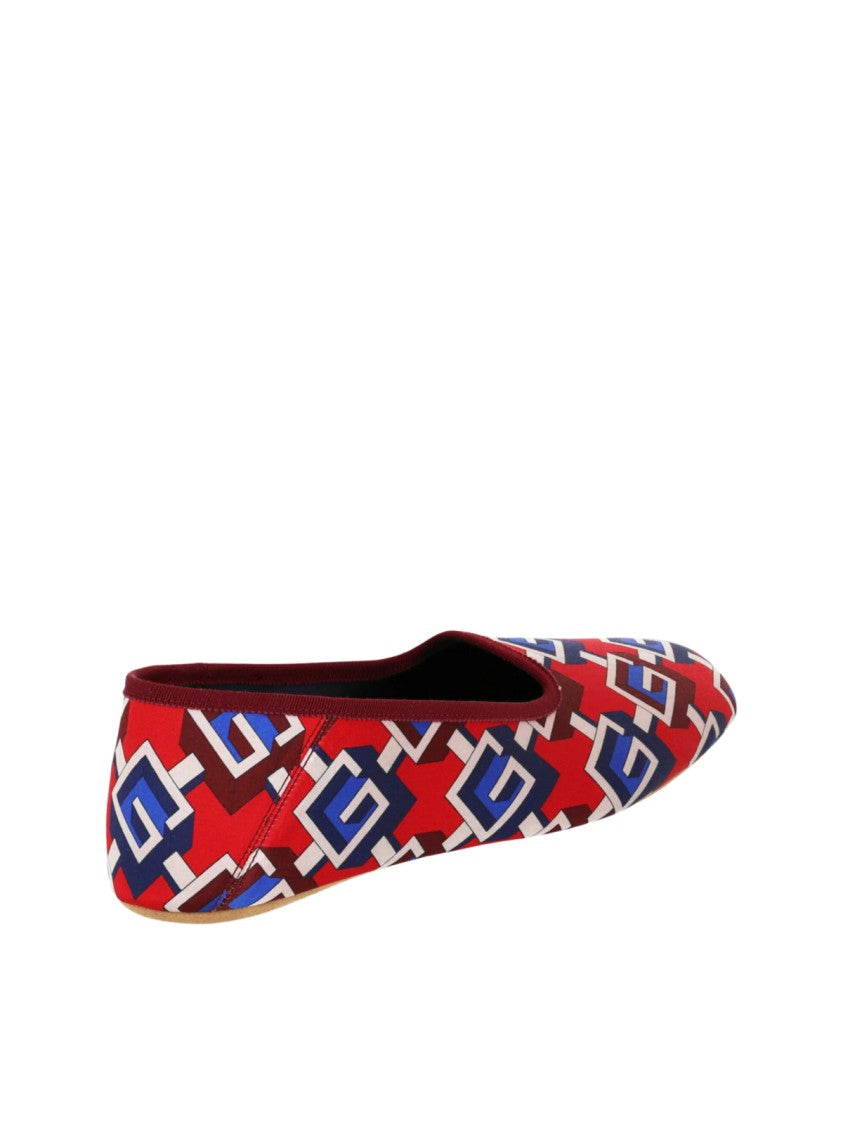 Gucci Geometric G Print Satin Voyage Slippers