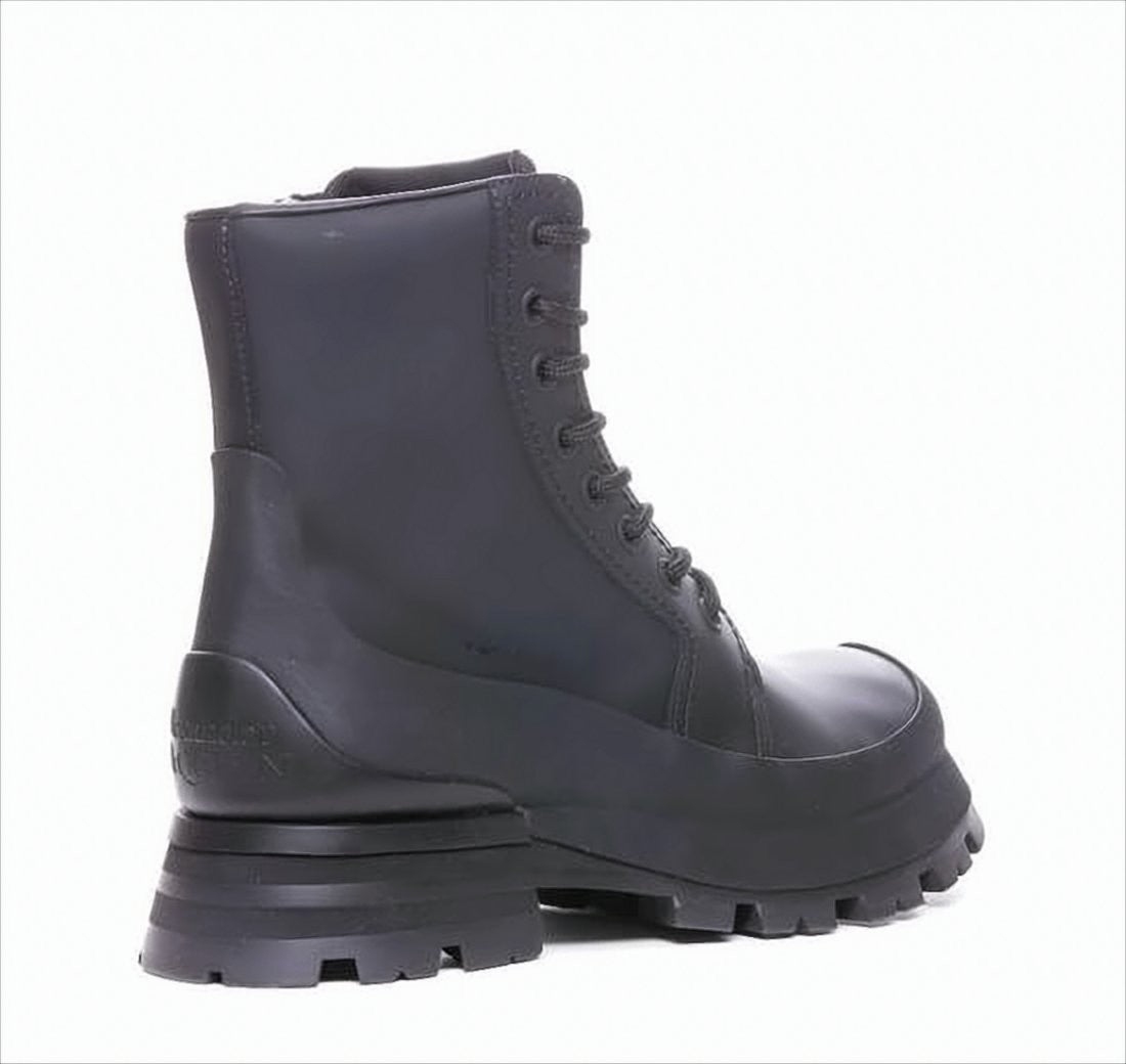 Alexander Mcqueen High-Top Black Calf Leather Boots