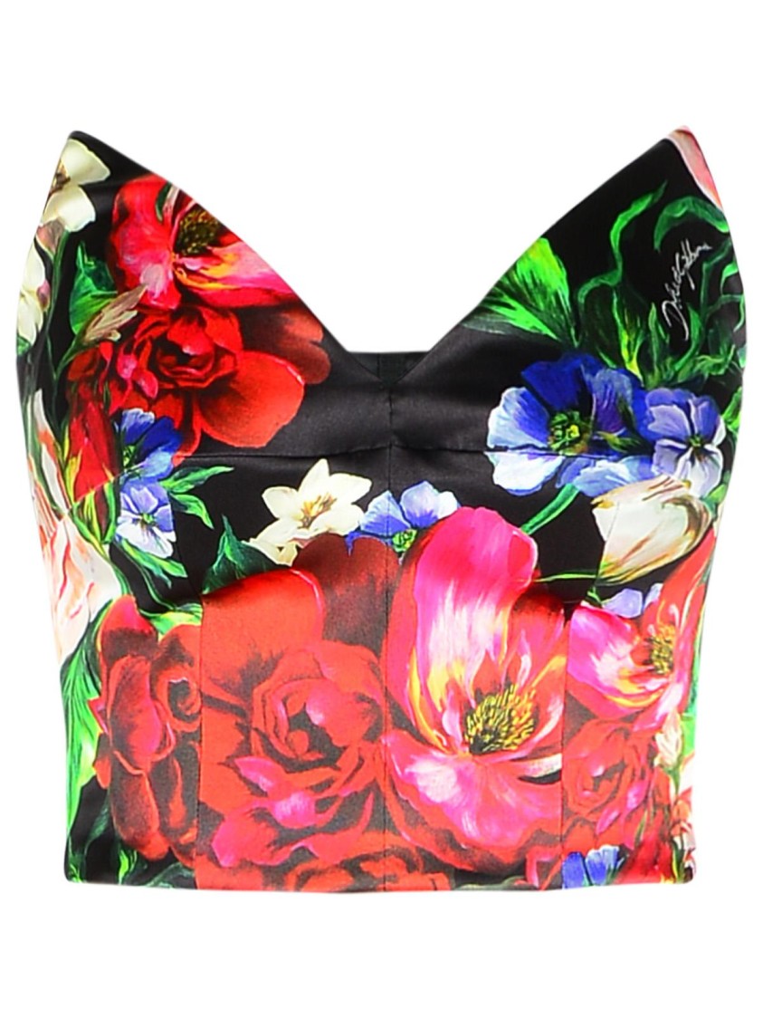 Dolce & Gabbana Corset Top With Vibrant Floral Print