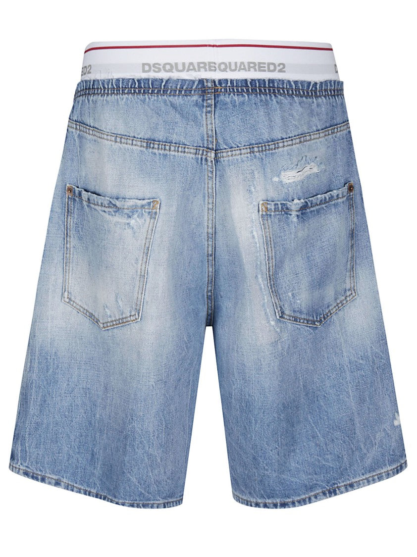 Dsquared2 Light Blue Surfer Denim Shorts