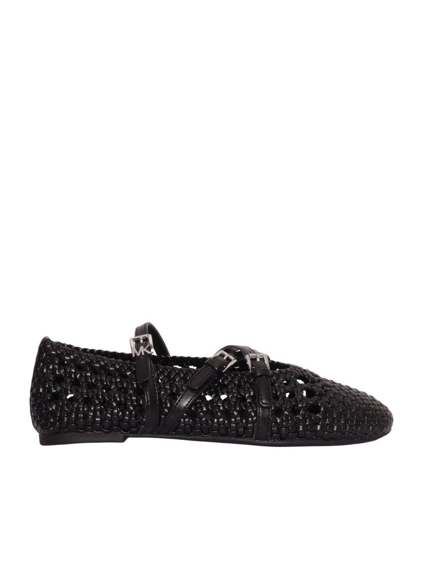 Michael Kors Pointed Toe Strappy Woven Ballet Flats