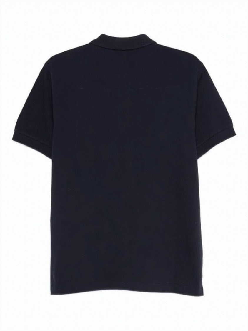 Bally Blue Solid Cotton Two-Button Polo Shirt