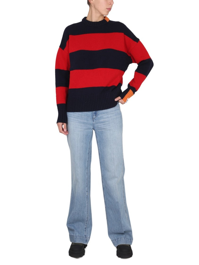 Right For Cross-Neck Rugby Shirt With Horizontal Stripes