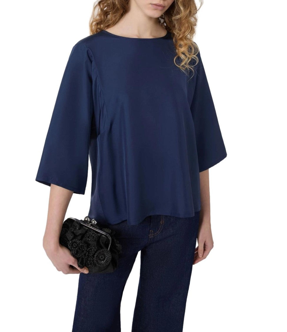 Max Mara Blue Wkdfastoso Linen Knit Sweater