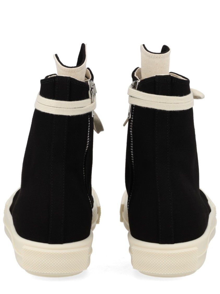 Drkshdw By Rick Owens Black High-Top Ankle Strap Cotton Sneakers