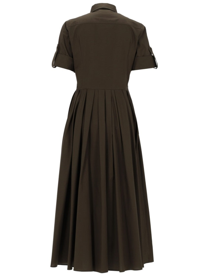 Fay Poplin Bodice Pleated Skirt Midi Dress