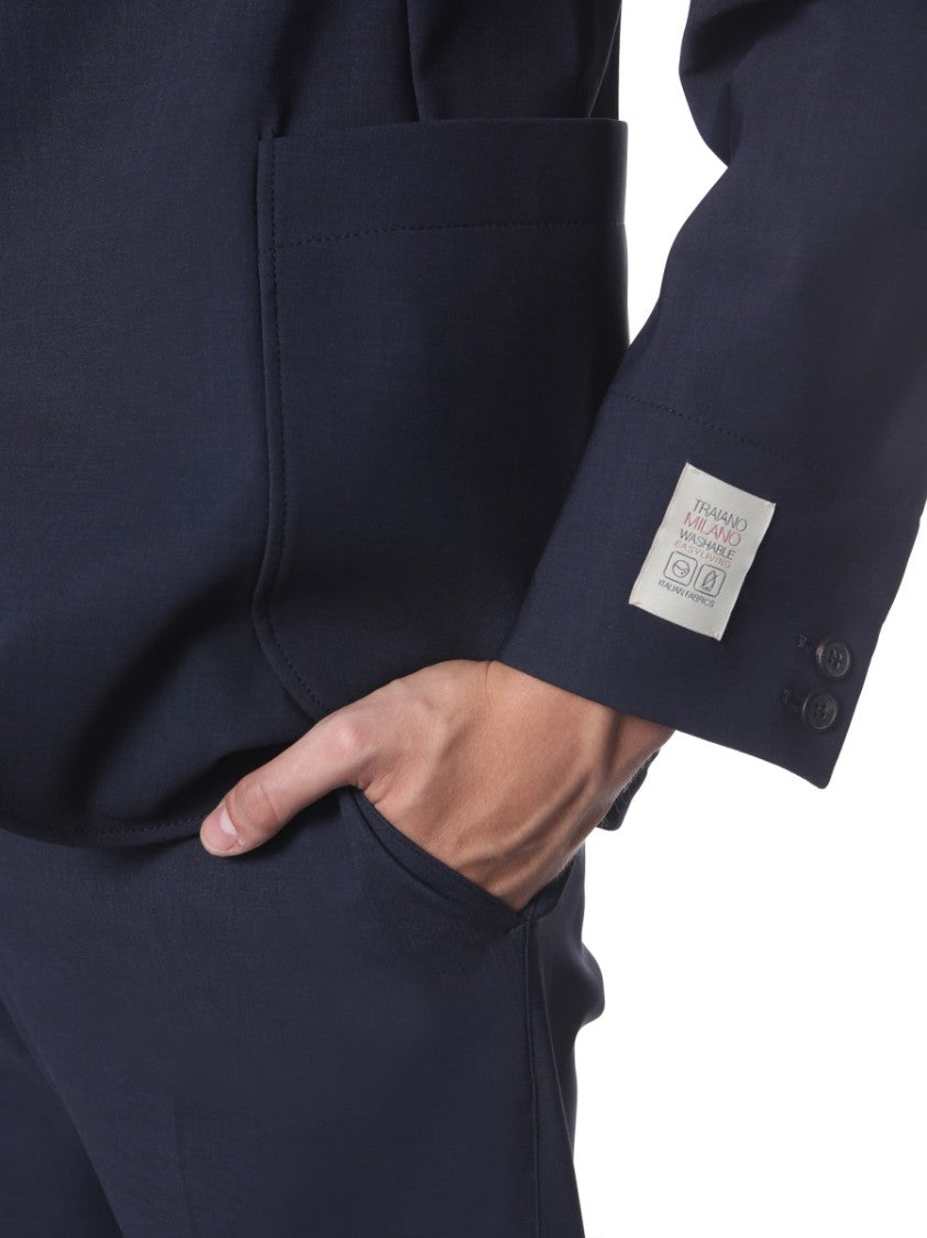 Traiano Blue Modular Jacket With High Collar