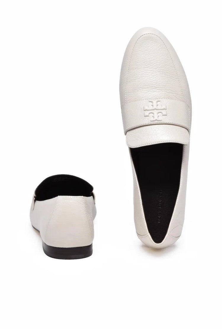 Tory Burch Refined White Leather Loafers With Silhouette