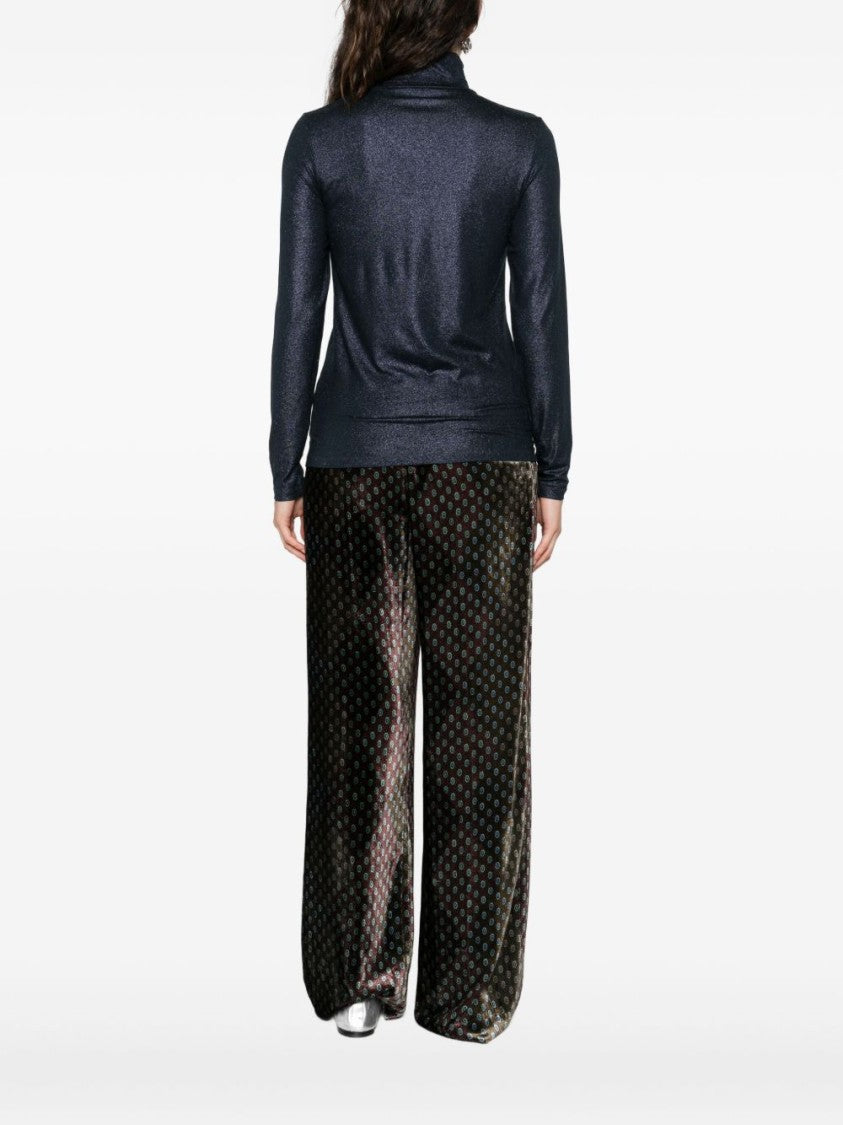 Majestic Filatures High Turtleneck Blue Sweater With Subtle Shimmer