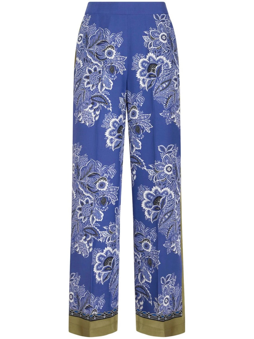 Etro Wide-Leg Floral Silk Trousers