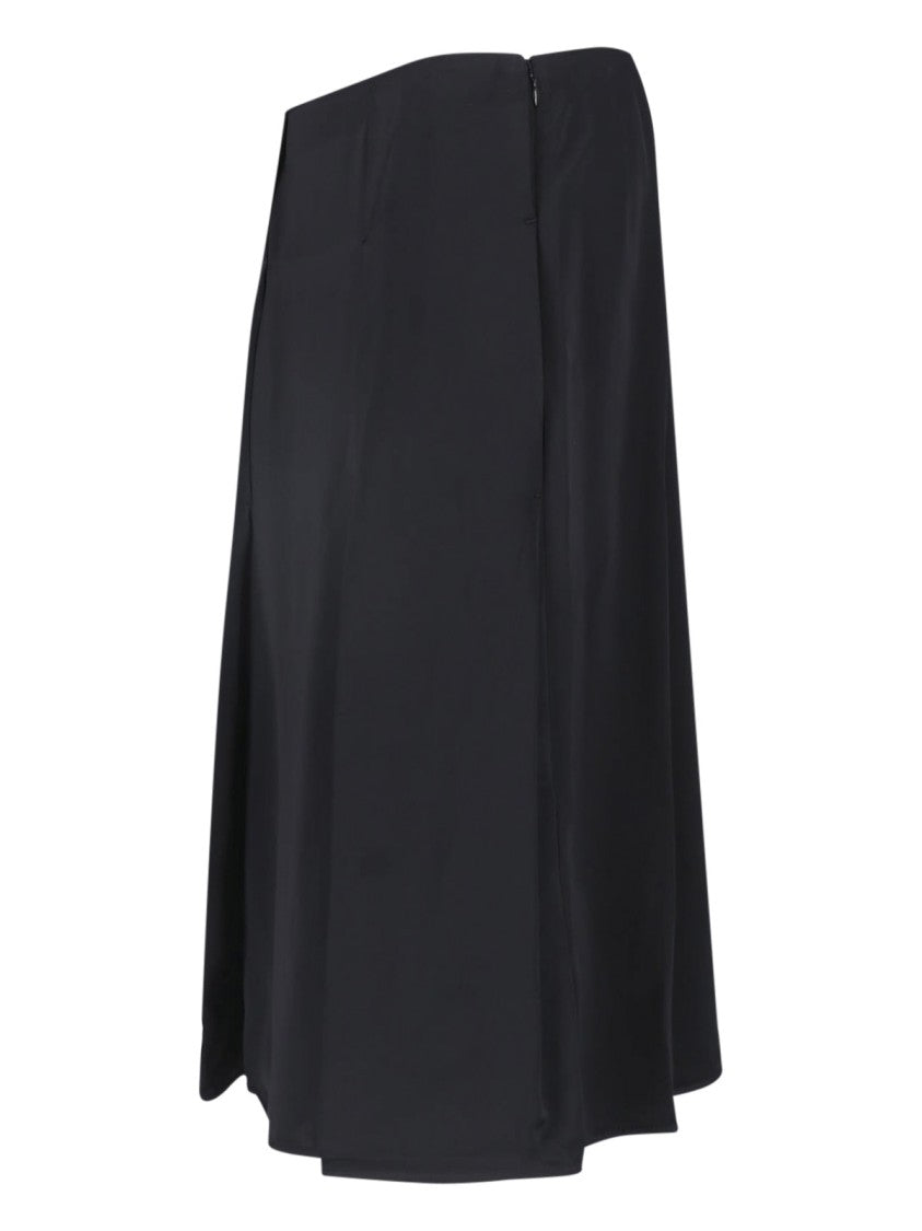 Jil Sander Midi Skirt In Smooth Black Viscose With Pleated Details