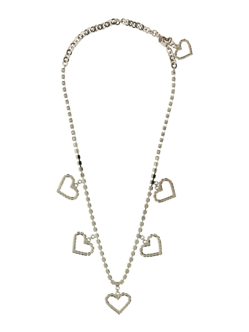 Alessandra Rich Crystal-Embellished Heart Pendant Necklace