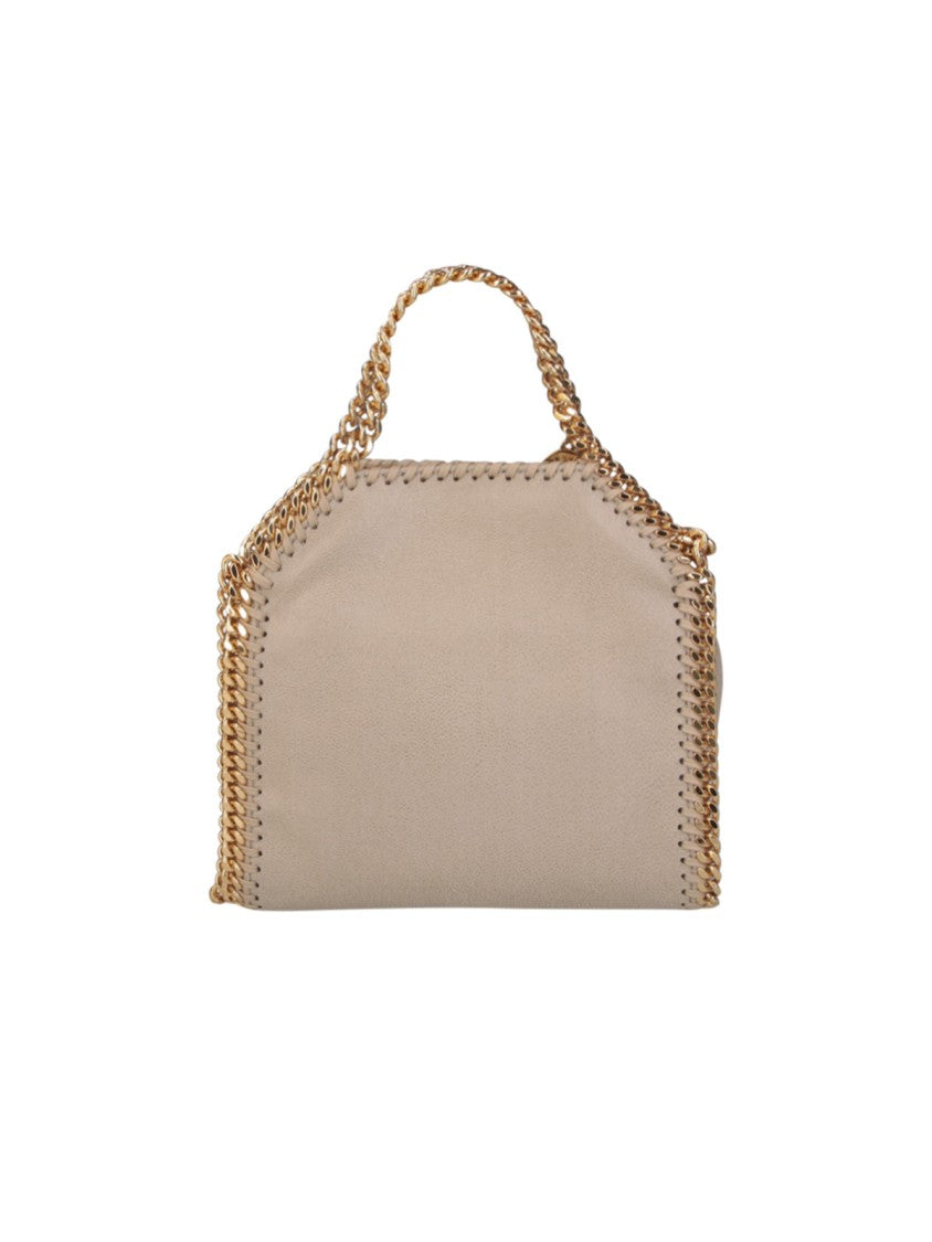 Stella Mccartney Beige Structured Gold-Tone Chain Trim Handbag