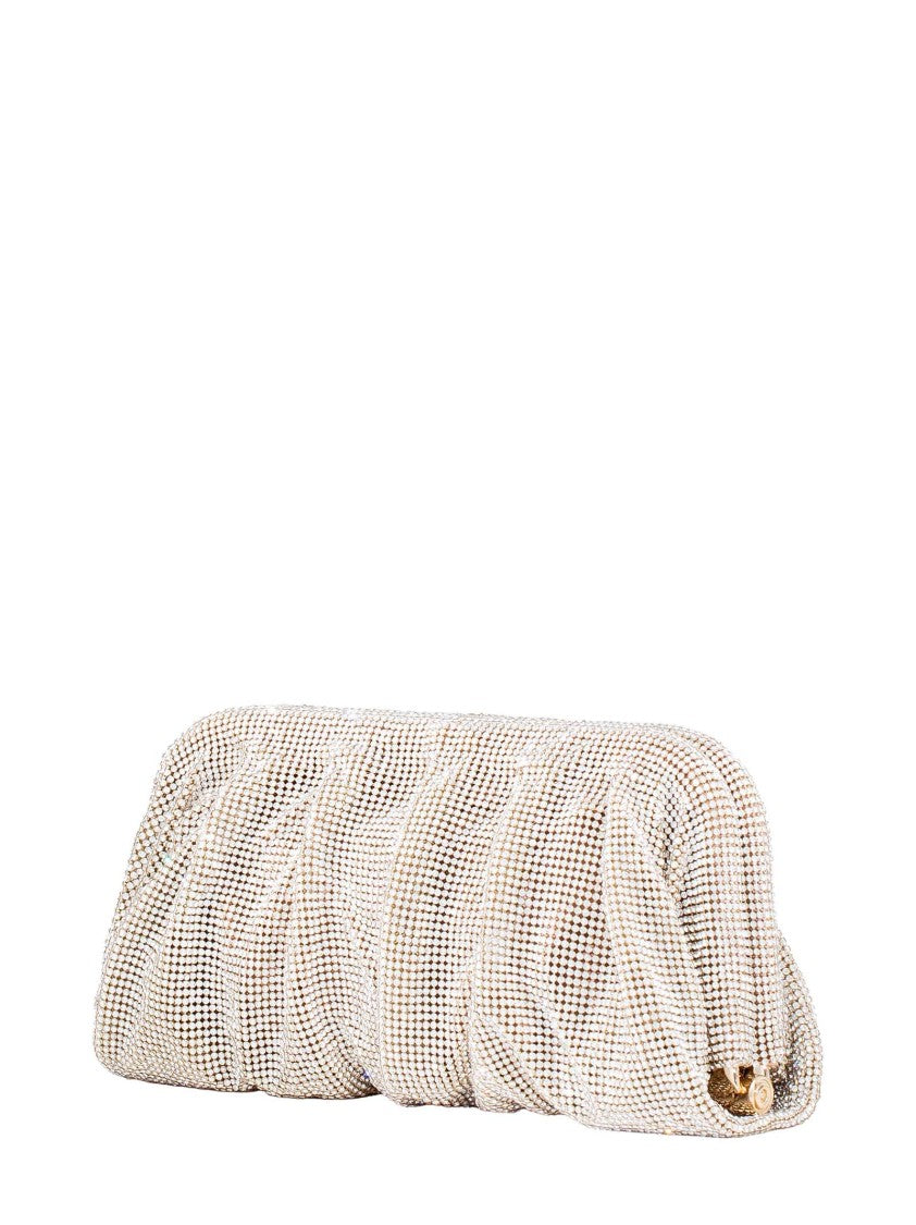 Benedetta Bruzziches Aluminum Mesh Clutch Bag With Rhinestone Accents