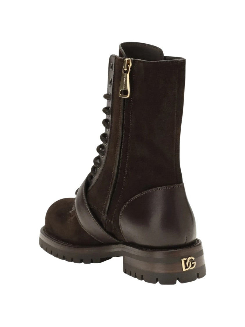Dolce & Gabbana Buckle Suede Combat Boots