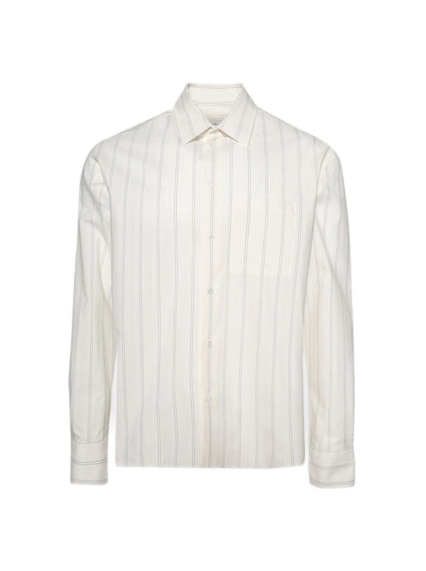 Lanvin Striped Boxy Shirt White And Black