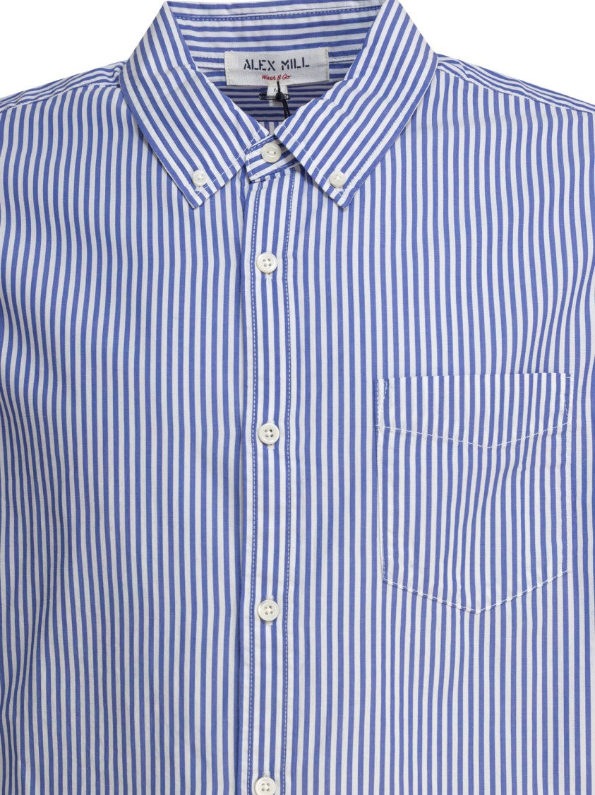 Alex Mill Draped Blue Striped Shirt With Classic Collar