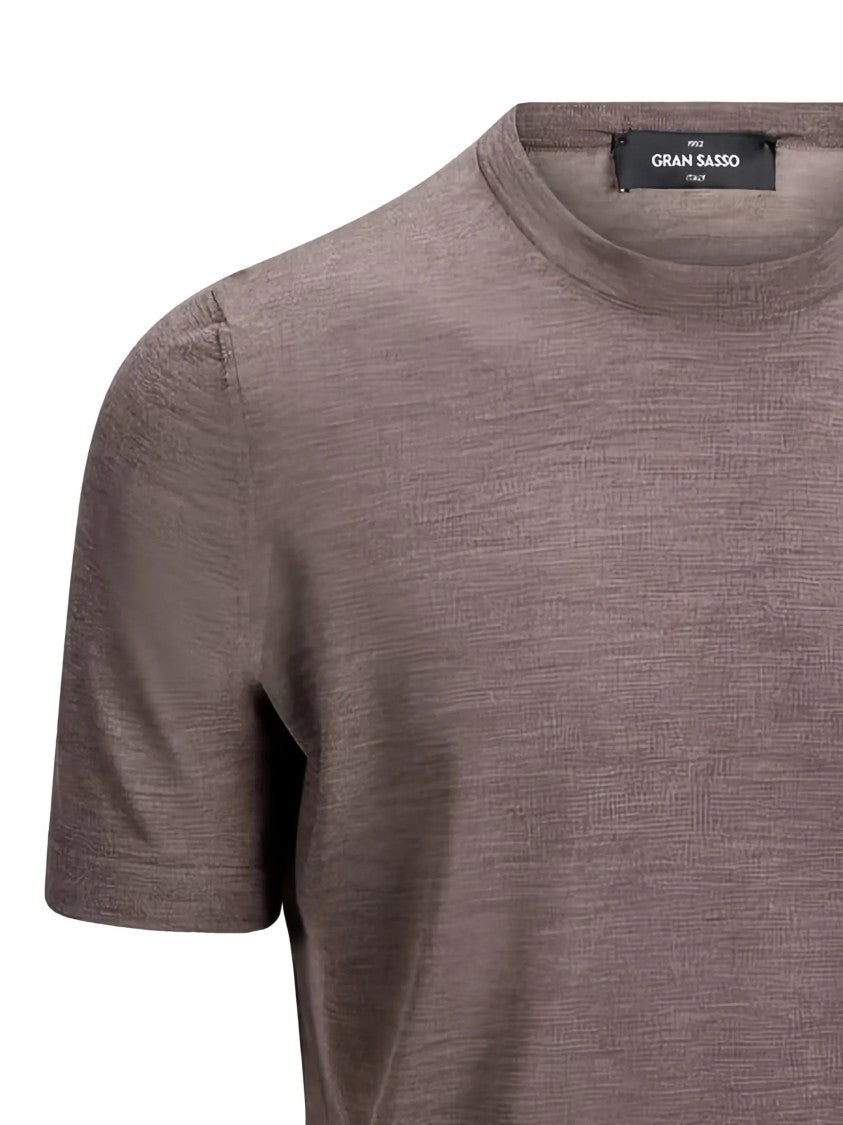 Gran Sasso Paricollo Short-Sleeved Textured Crew Neck Top