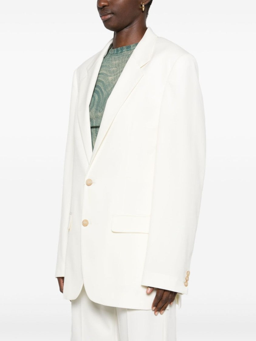Mm6 By Maison Margiela Tailored White Jacket With Button Fastening
