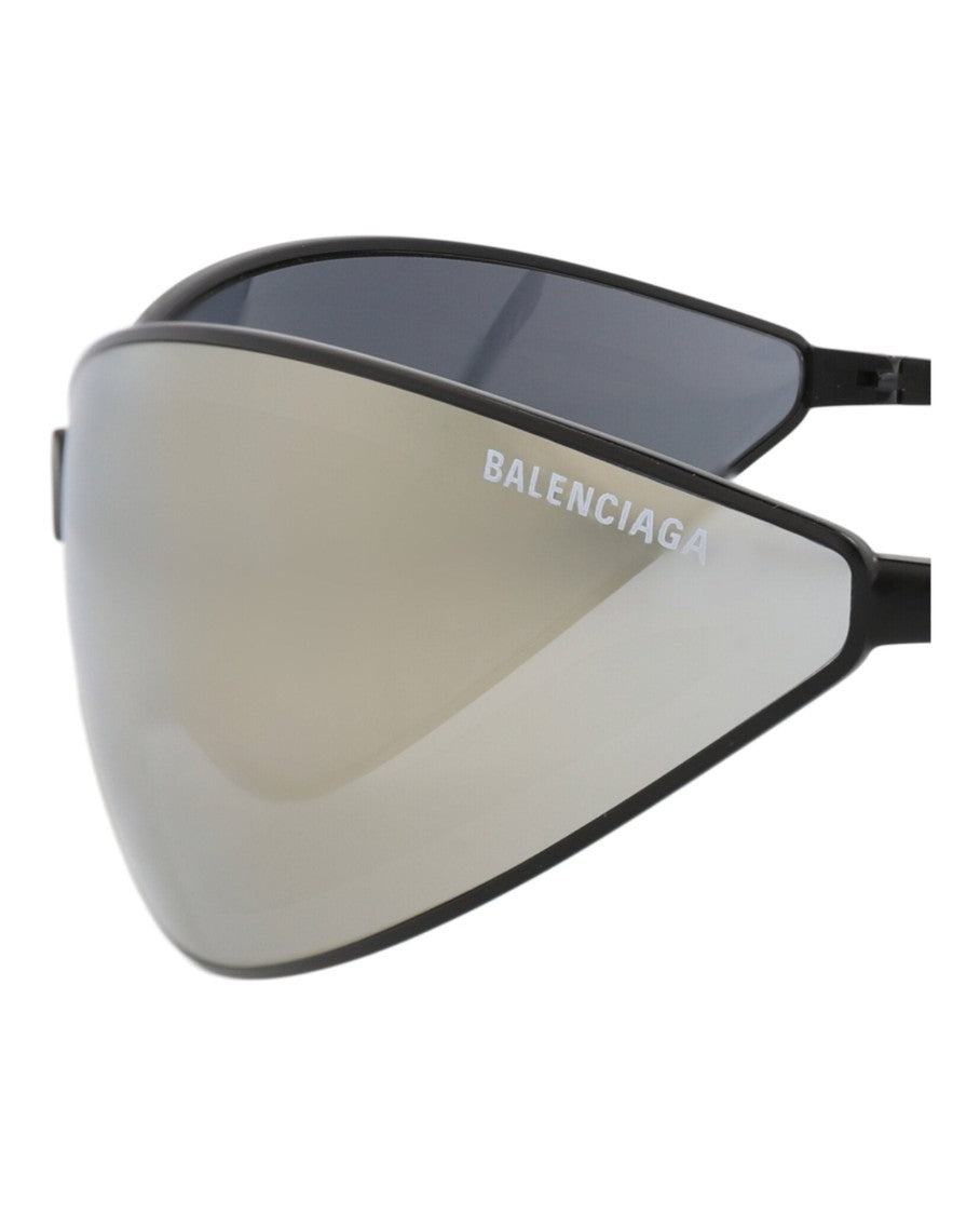 Balenciaga Shield-Frame Metal Sunglasses