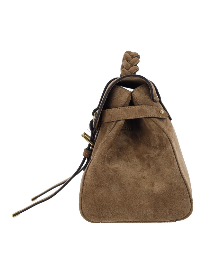 Mulberry Brown Alexa Intrecciato Handle Suede Bag