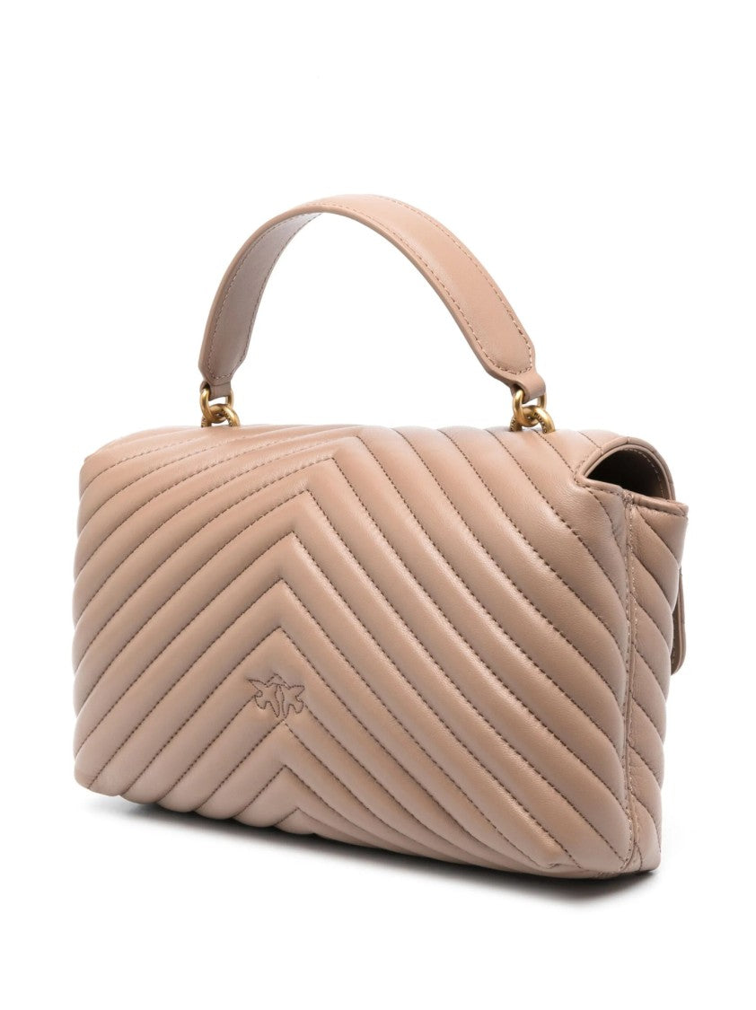 Pinko Quilted Chevron Pattern Handbag With Metallic Clasp