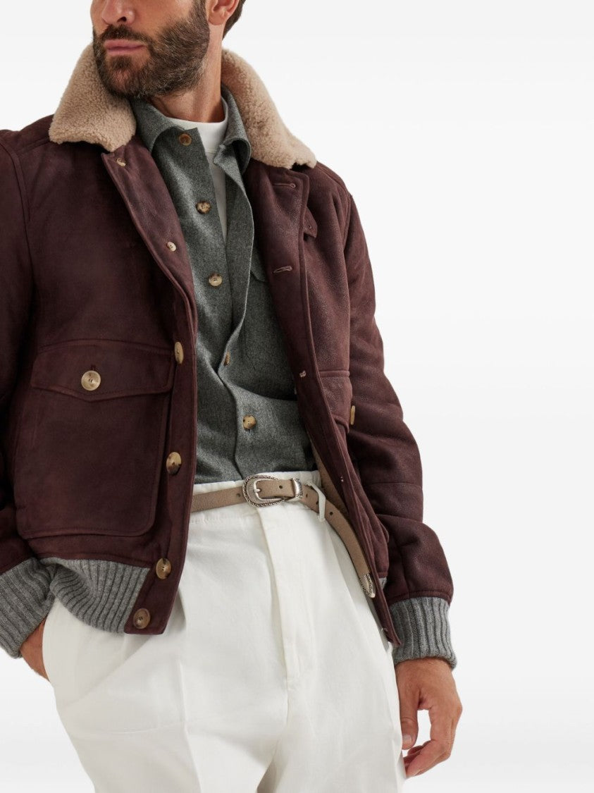 Brunello Cucinelli Melange Wool Shirt With Pointed Collar