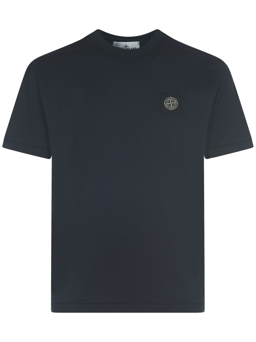Stone Island Blue T-Shirt With Compass Logo Patch