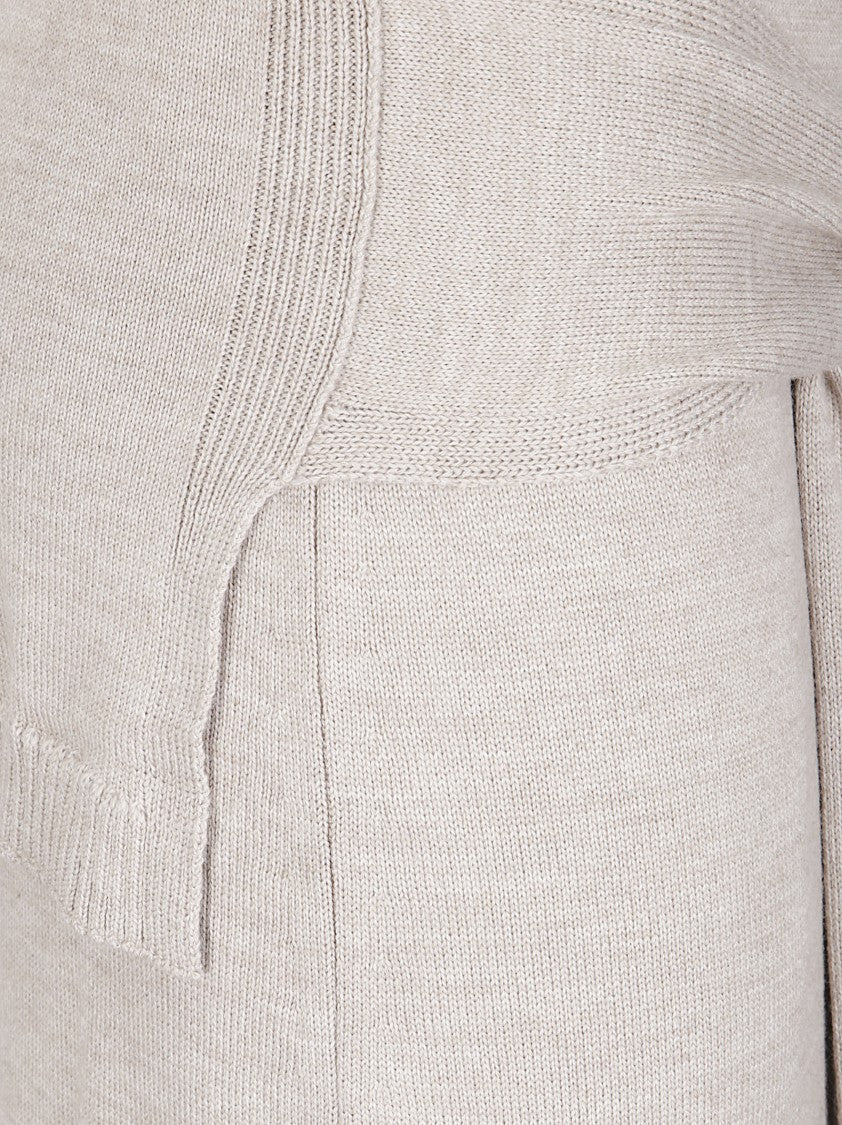 Lemaire Long Fine Knit Skirt With Ribbed Waistband And Side Slits