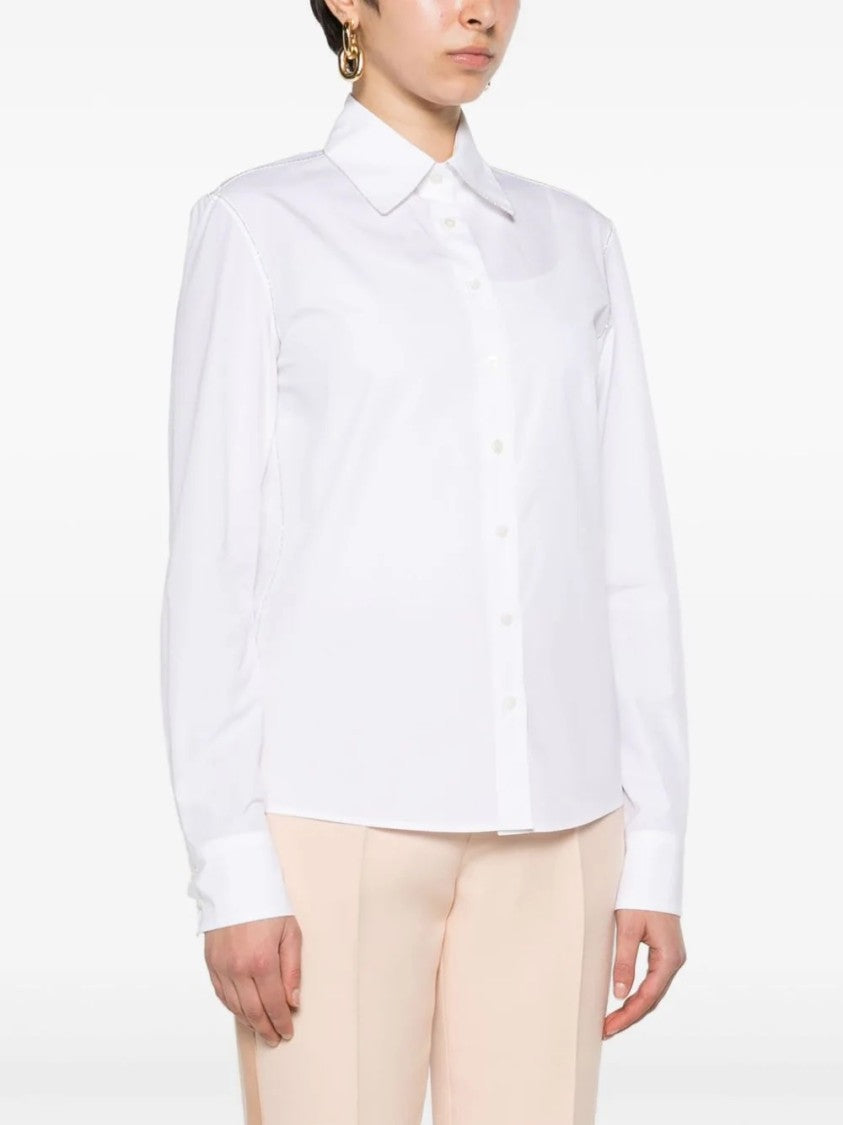 Fabiana Filippi White Shirt With Diamond Thread Embroidery In Cotton