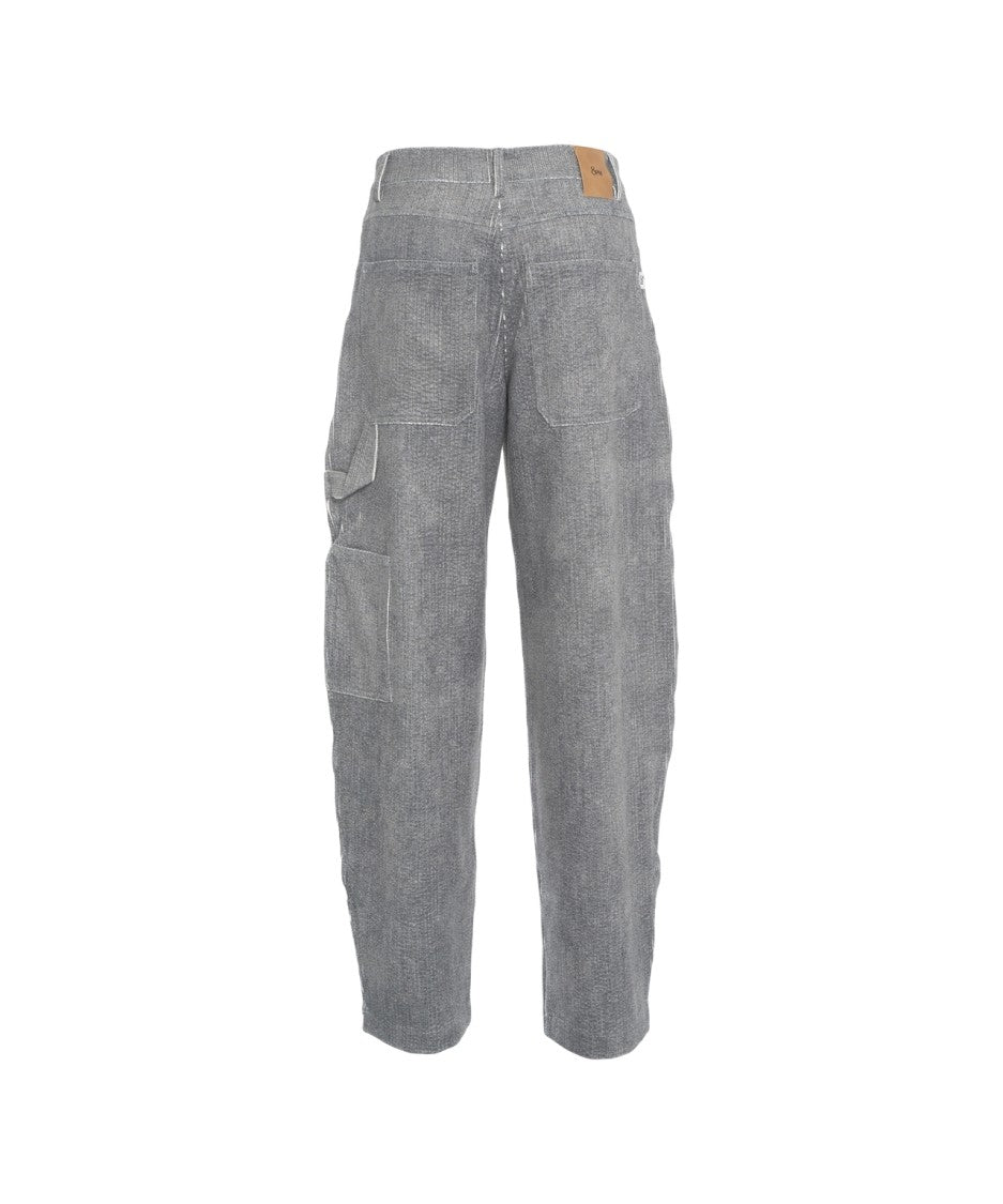 8Pm Straight-Leg Trousers With Utility Pockets And Textured Fabric