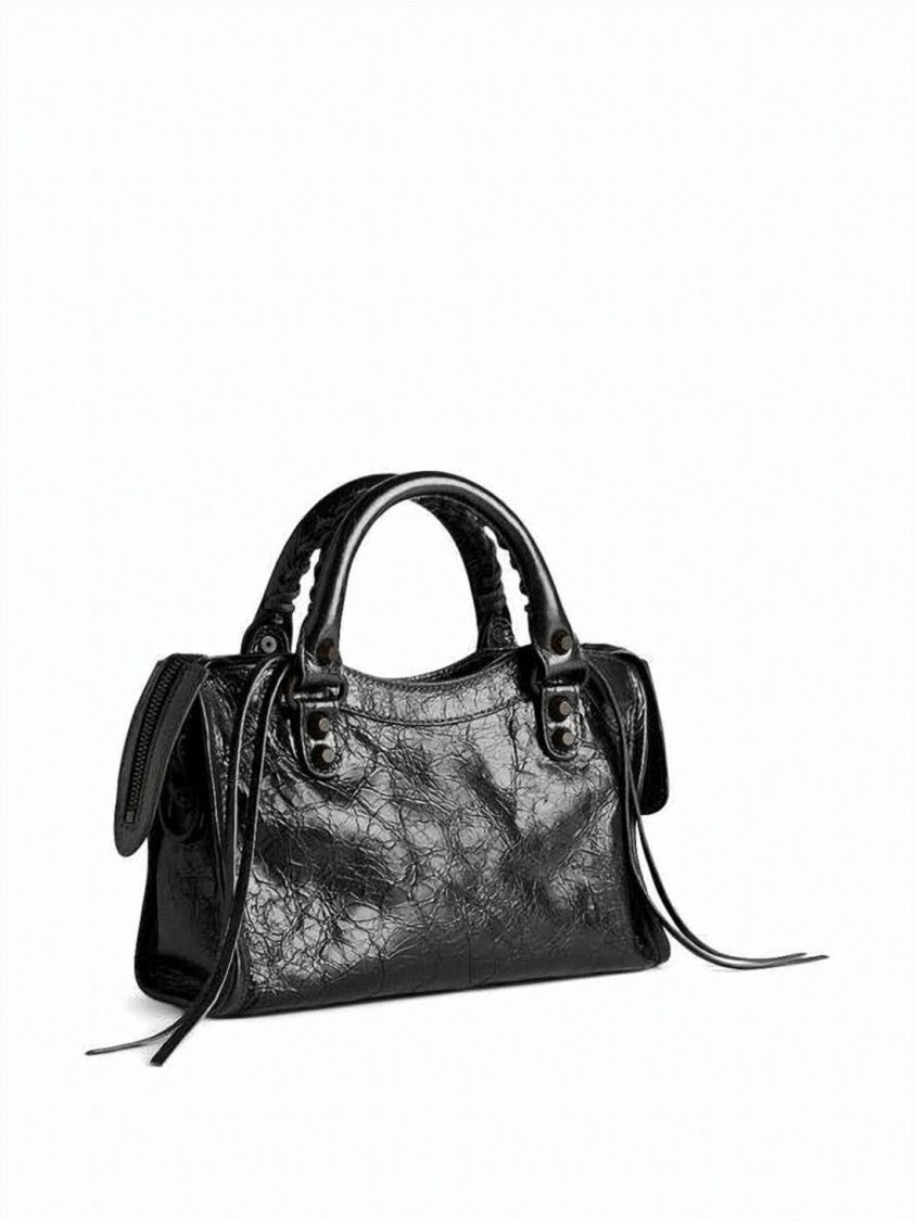 Balenciaga Rectangular Textured Leather Shoulder Bag With Zipper Accents