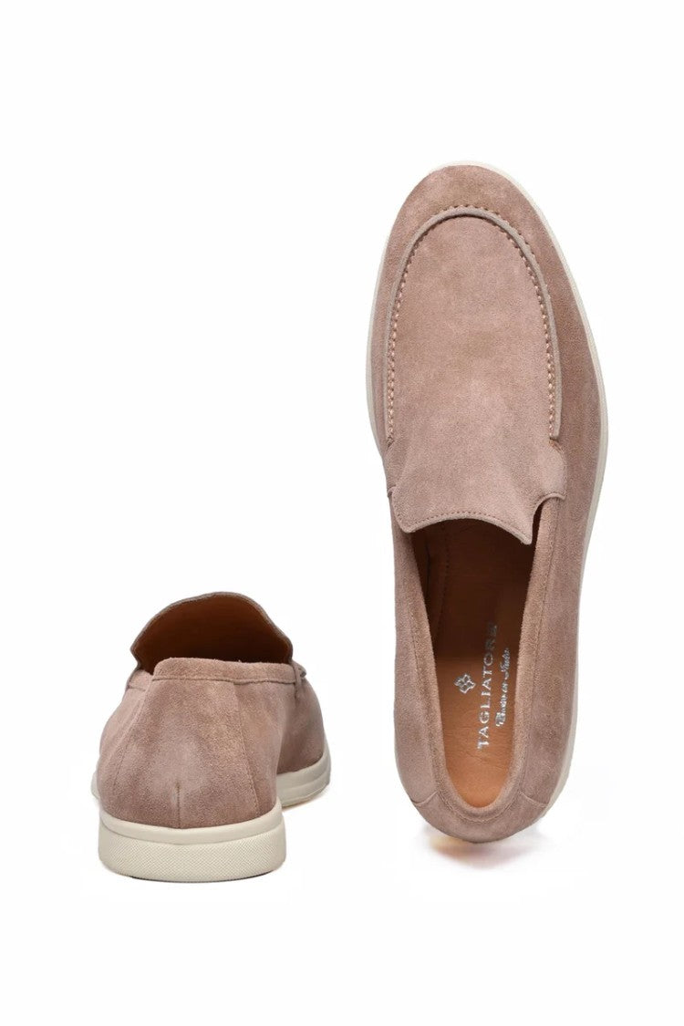 Tagliatore Suede Moccasin With Rubber Sole - Taupe