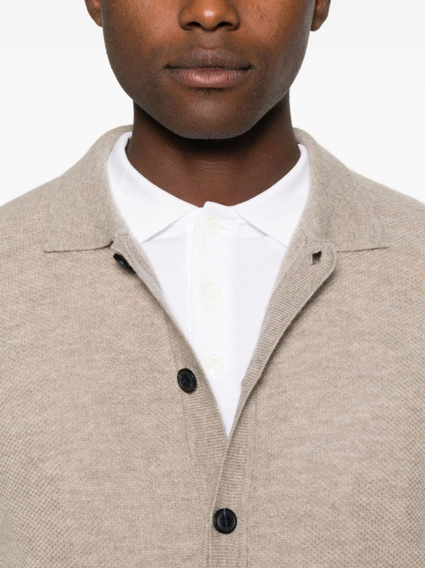 Alpha Studio Light Beige Wool-Cashmere Blend Cardigan