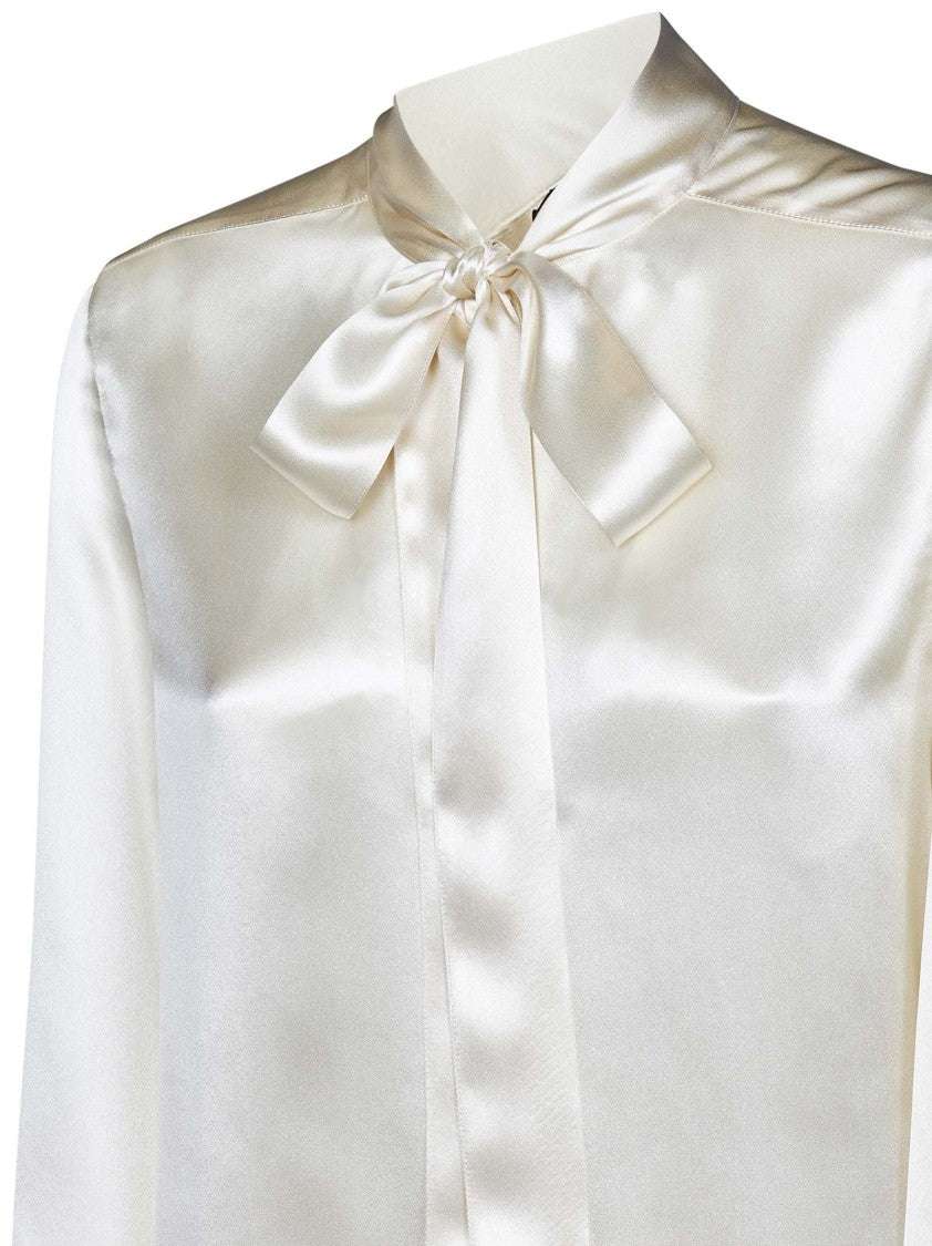 Tom Ford White Shirt With Lavallière Collar And Gathered Yoke