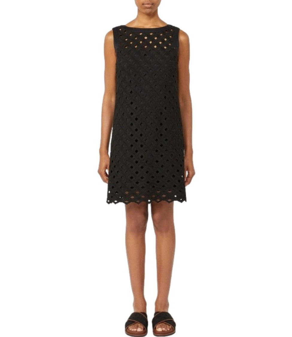 Max Mara Black Cotton Blend Beach Dress
