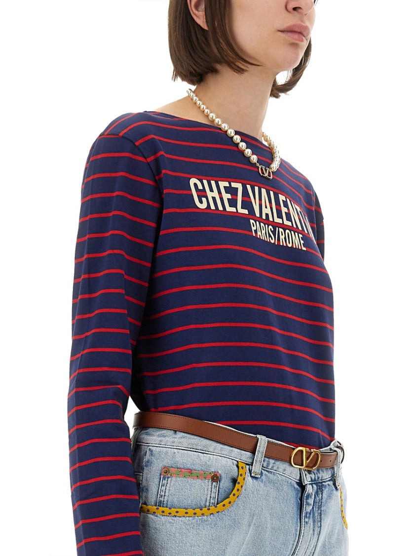 Valentino Striped Cotton Jersey T-Shirt