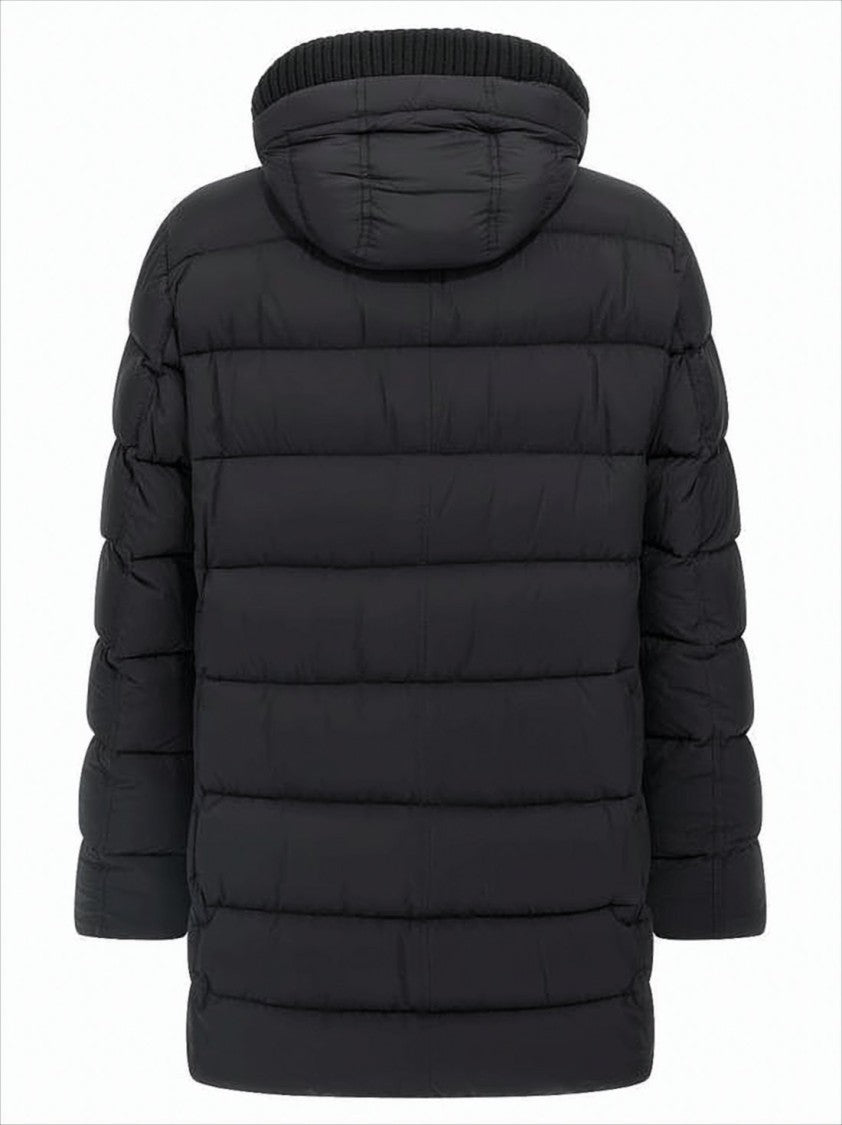 Herno Quilted Black Down Jacket With Detachable Hood