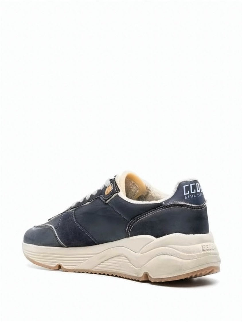 Golden Goose Low-Top Navy Nylon Sneakers With Suede Overlays And Chunky Sole