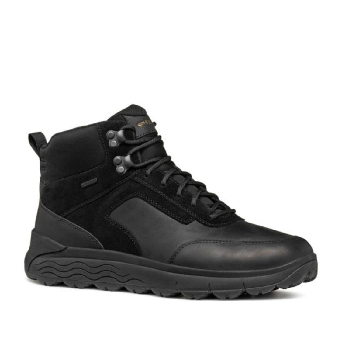 Geox Black Spherica Sleek Closed Textured Finish Ankle Boots