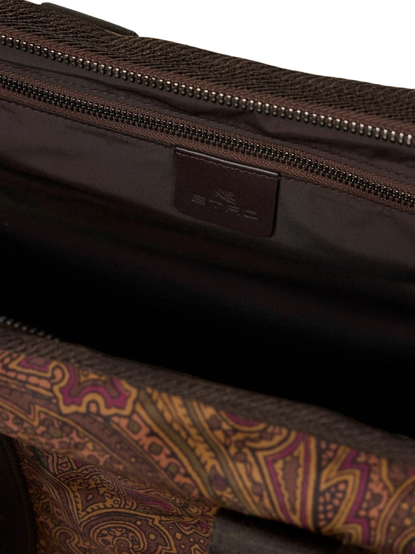 Etro Paisley Print Nylon Luggage With Top Handles And Zip Closure
