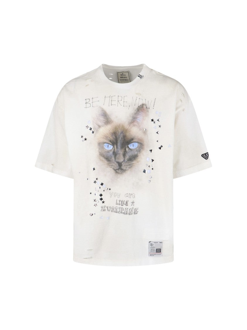 Maison Mihara Yasuhiro 'Cat' Studded T-Shirt – White
