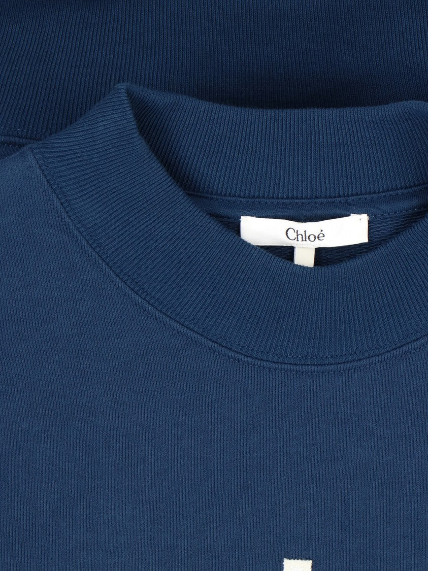 Chloé "Paris" Crew Neck Sweatshirt, In Blue Cotton