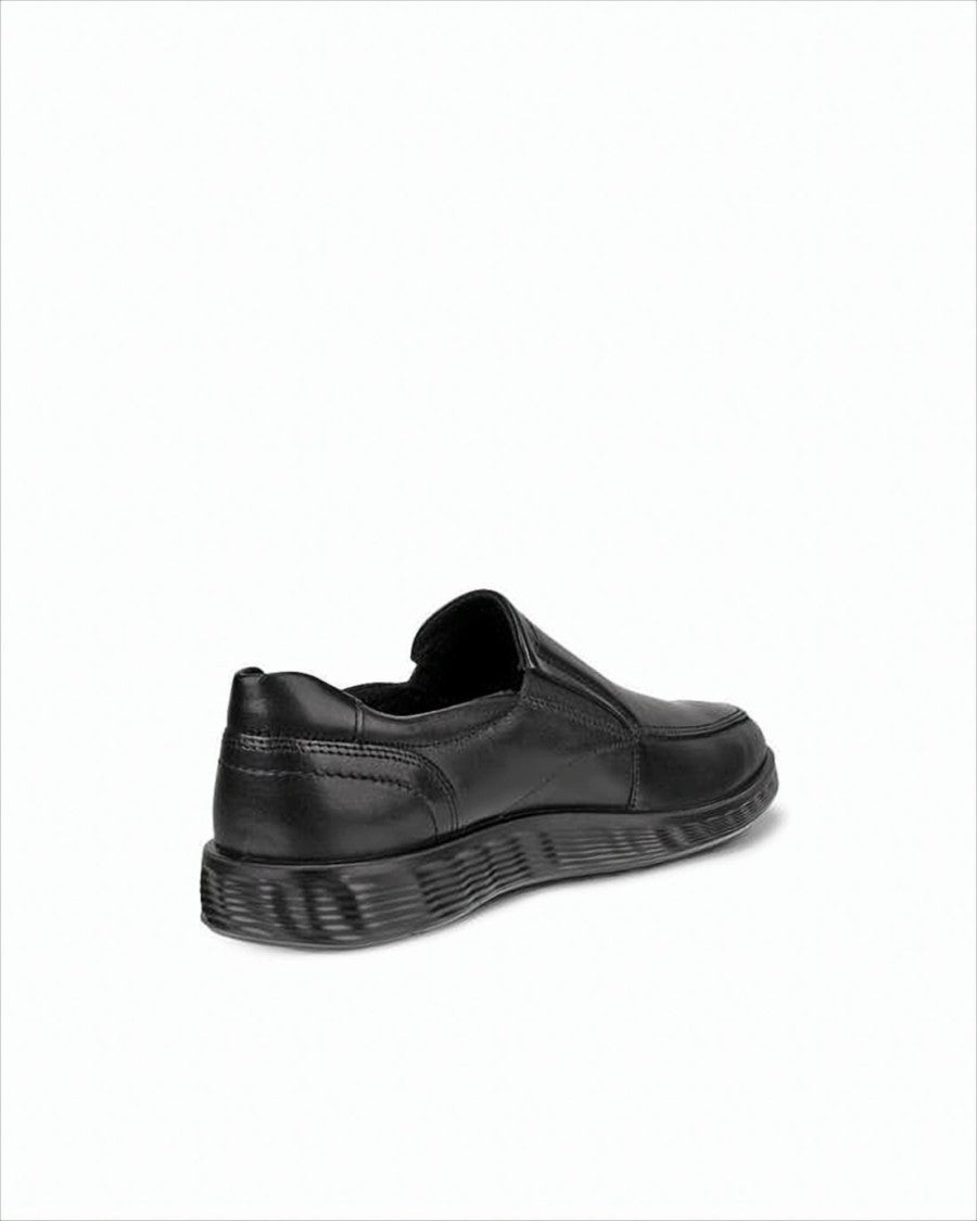 Ecco Polished Black Loafers With Elastic Side Panels
