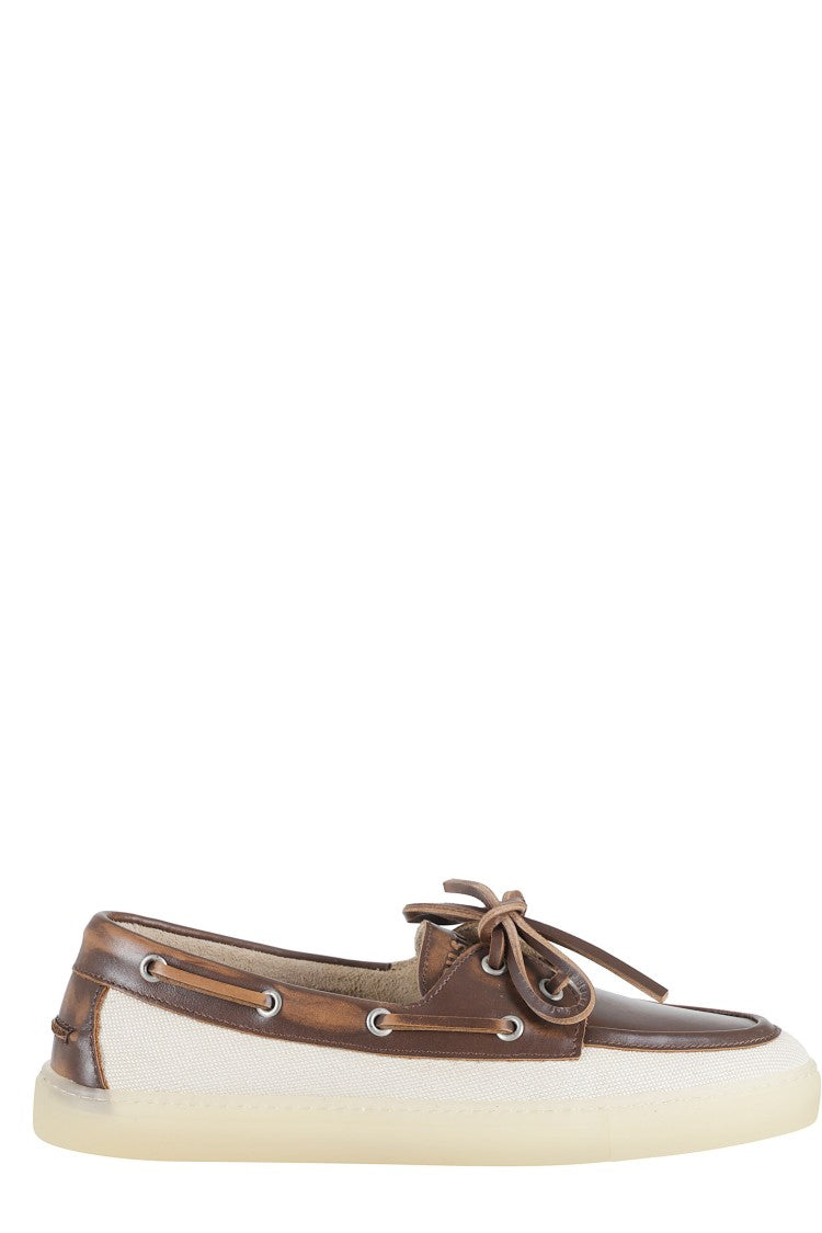 Copenhagen Studios Cream Brown Mixed-Materials Leather Loafers