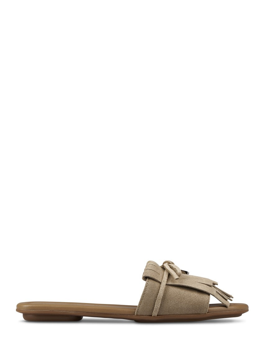 Hogan Flat Sole Sandals With Wide Tassel-Adorned Strap