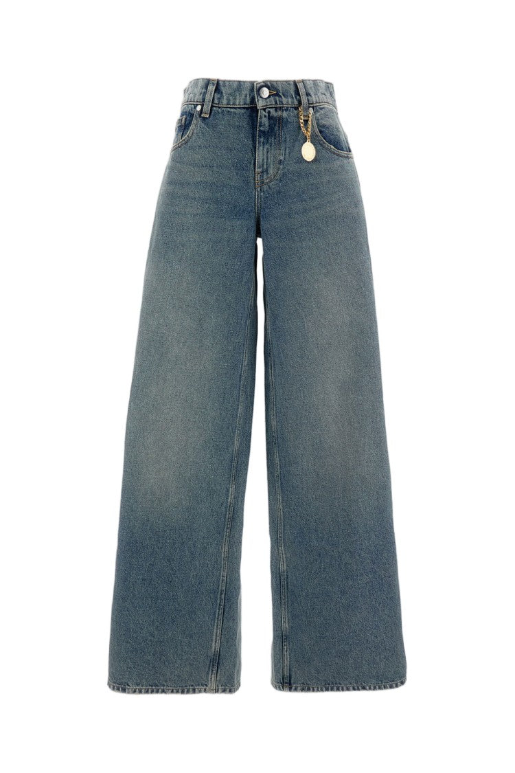Stella Mccartney Vintage Wash Wide Leg Jeans With Chain Detail