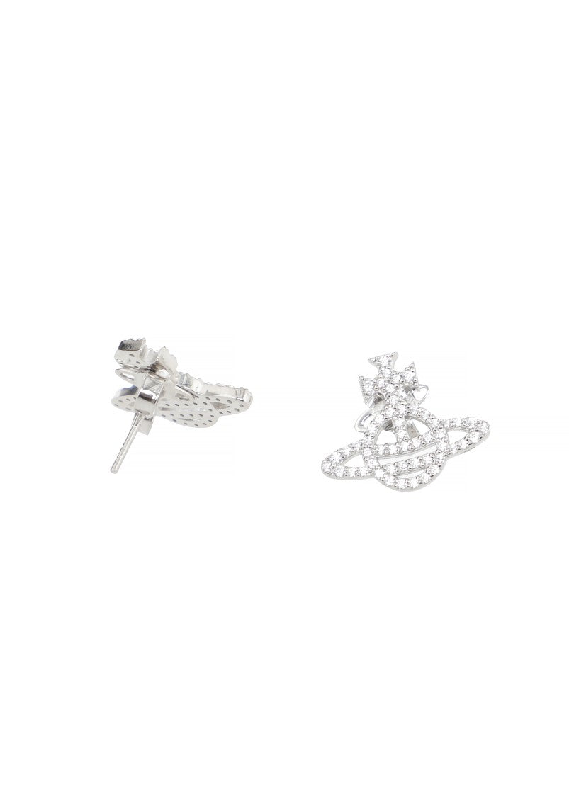 Vivienne Westwood Orb-Shaped Silver Brass Earrings With Strass Detailing
